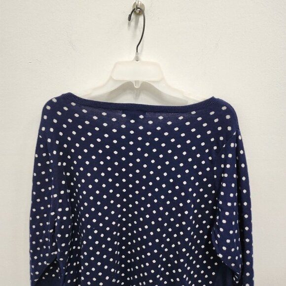 Chaps Blue Polka Dot Mock Layered Chiffon Hem Pullover Sweater Size 2X - Picture 7 of 9